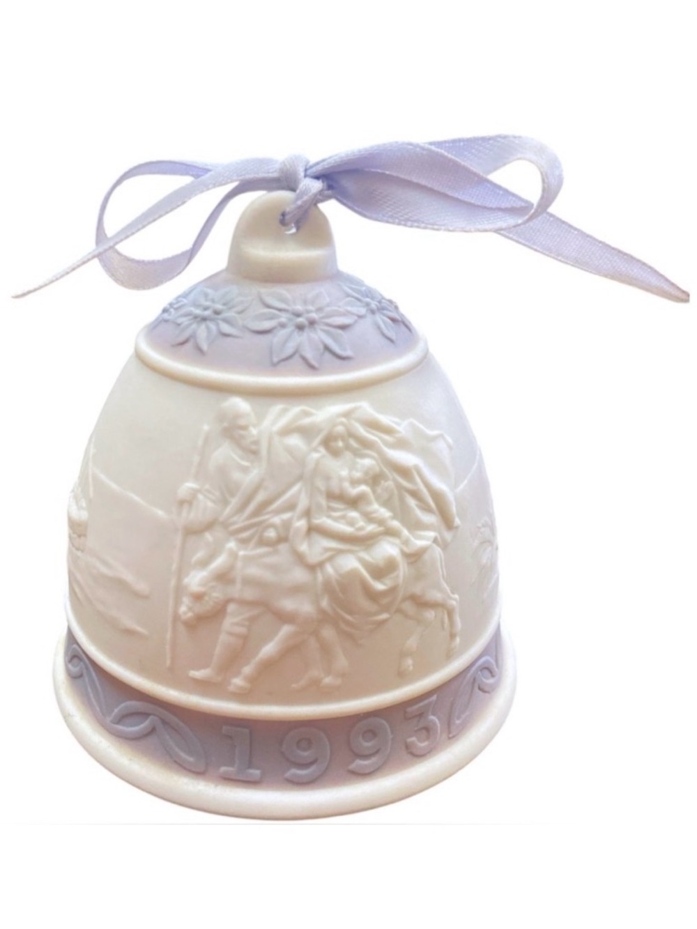 1993 LLADRÓ Campanita Navidad Christmas Bell Holy Family Blue White Original Box